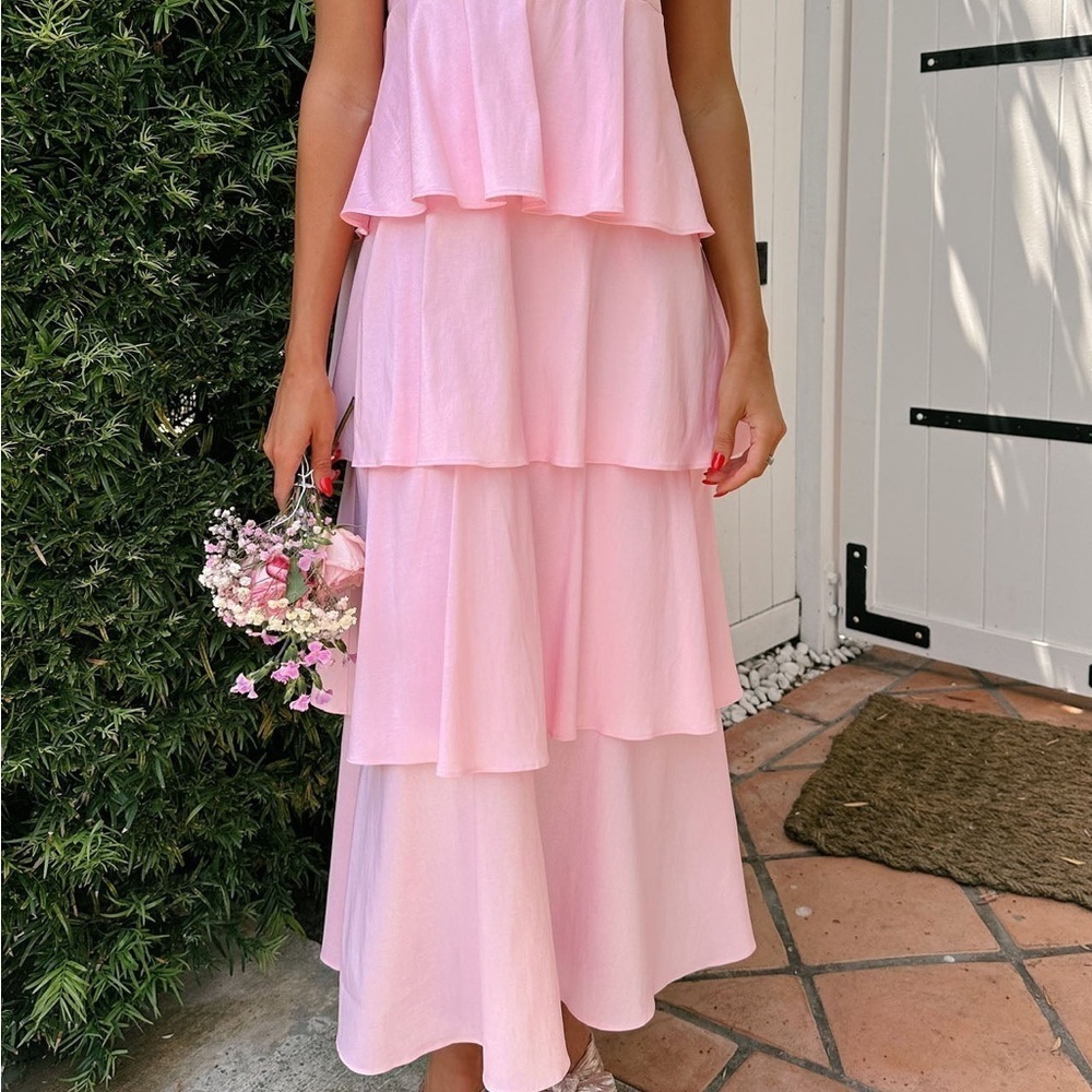 SHOW ME YOUR MUMU Meet Cute Dress In Light Pink Taffeta - Picture 5 of 7